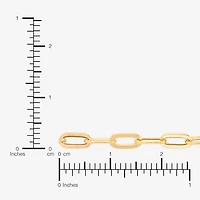 Made in Italy Womens 10K Gold 7 Inch Hollow Paperclip Chain Bracelet