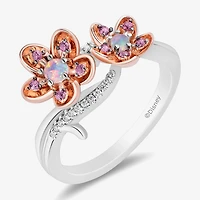 Enchanted Disney Fine Jewelry Womens Diamond Accent Genuine Red Rhodolite 14K Rose Gold Over Silver Sterling Silver Flower 18 Inch Pendant Necklace