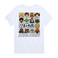 Disney Collection Little & Big Kid Boys Crew Neck Short Sleeve Regular Fit Star Wars Graphic T-Shirt