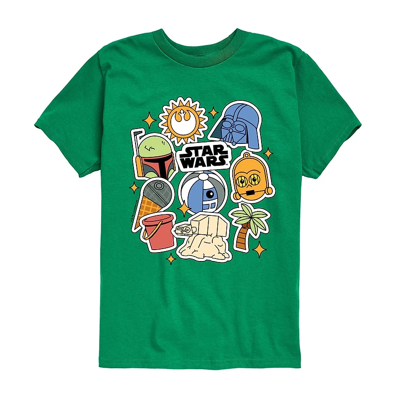 Disney Collection Little & Big Kid Boys Crew Neck Short Sleeve Regular Fit Star Wars Graphic T-Shirt