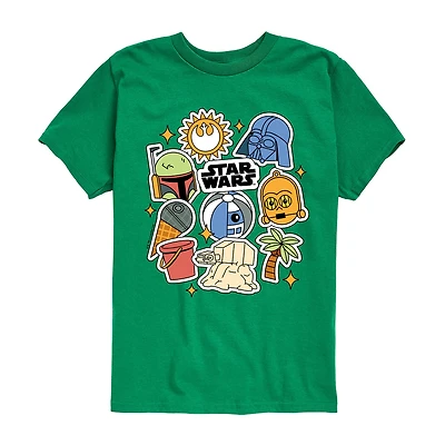 Disney Collection Little & Big Kid Boys Crew Neck Short Sleeve Regular Fit Star Wars Graphic T-Shirt