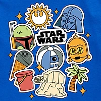 Disney Collection Little & Big Kid Boys Crew Neck Short Sleeve Regular Fit Star Wars Graphic T-Shirt