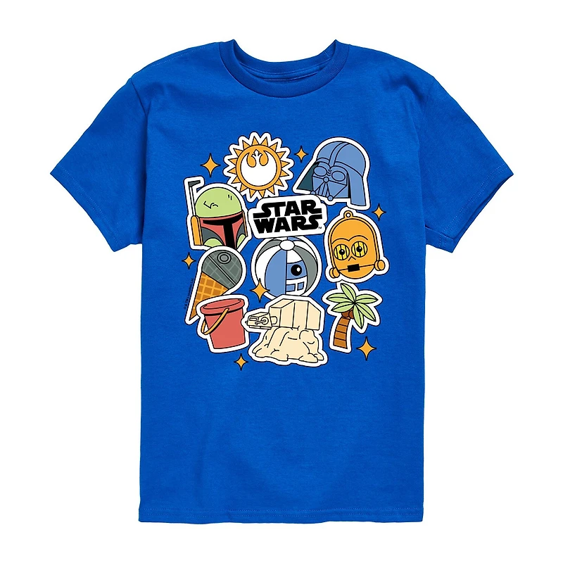 Disney Collection Little & Big Kid Boys Crew Neck Short Sleeve Regular Fit Star Wars Graphic T-Shirt
