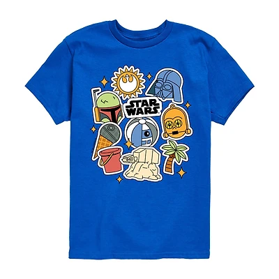 Disney Collection Little & Big Kid Boys Crew Neck Short Sleeve Regular Fit Star Wars Graphic T-Shirt