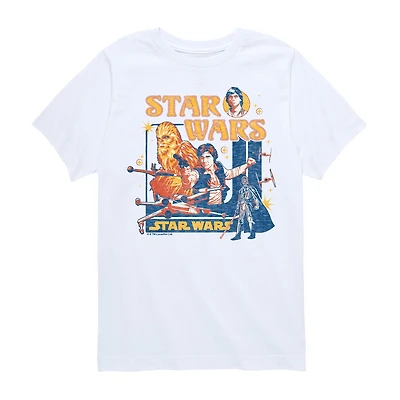 Disney Collection Little & Big Kid Boys Crew Neck Short Sleeve Regular Fit Star Wars Graphic T-Shirt