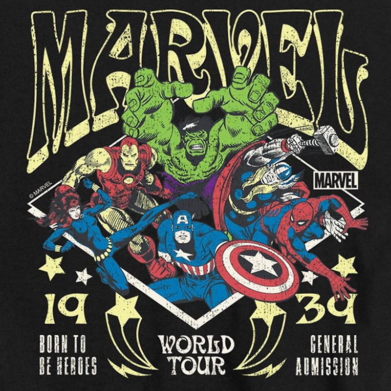 Disney Collection Little & Big Kid Boys Crew Neck Short Sleeve Regular Fit Avengers Graphic T-Shirt