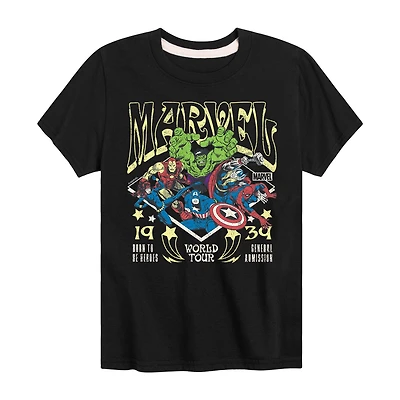 Disney Collection Little & Big Kid Boys Crew Neck Short Sleeve Regular Fit Avengers Graphic T-Shirt