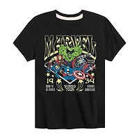 Disney Collection Little & Big Kid Boys Crew Neck Short Sleeve Regular Fit Avengers Graphic T-Shirt