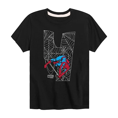 Disney Collection Little & Big Kid Boys Crew Neck Short Sleeve Regular Fit Spiderman Graphic T-Shirt