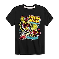 Disney Collection Little & Big Kid Boys Crew Neck Short Sleeve Regular Fit Iron Man Graphic T-Shirt