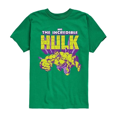 Disney Collection Little & Big Kid Boys Crew Neck Short Sleeve Regular Fit Hulk Graphic T-Shirt