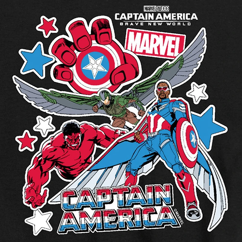 Disney Collection Brave New World Little & Big Kid Boys Crew Neck Short Sleeve Regular Fit Captain America Marvel Graphic T-Shirt