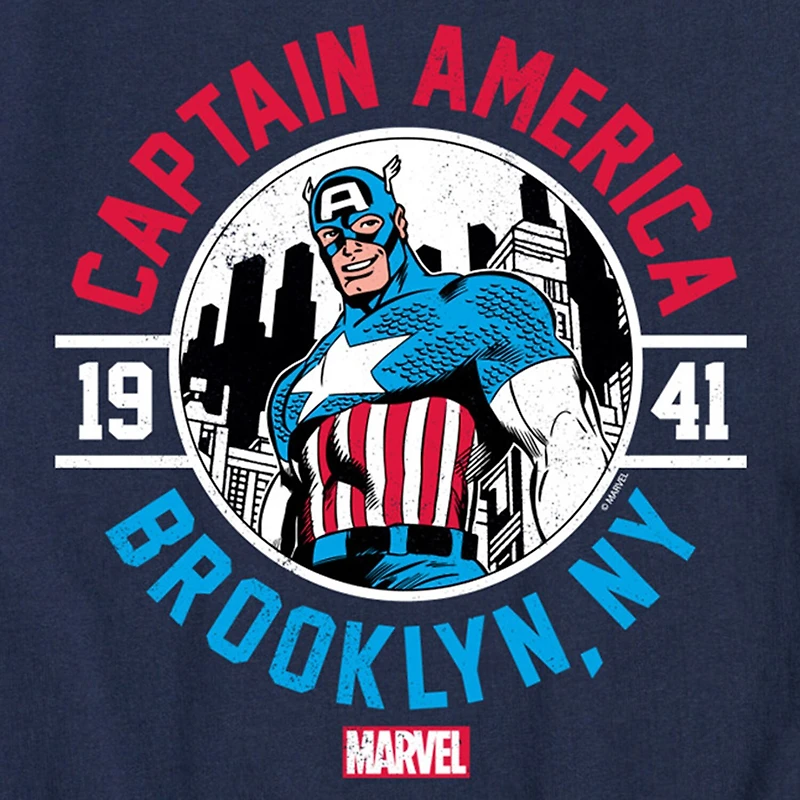 Disney Collection Little & Big Kid Boys Crew Neck Short Sleeve Regular Fit Captain America Marvel Graphic T-Shirt