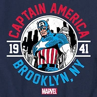 Disney Collection Little & Big Kid Boys Crew Neck Short Sleeve Regular Fit Captain America Marvel Graphic T-Shirt