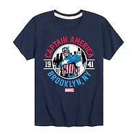 Disney Collection Little & Big Kid Boys Crew Neck Short Sleeve Regular Fit Captain America Marvel Graphic T-Shirt