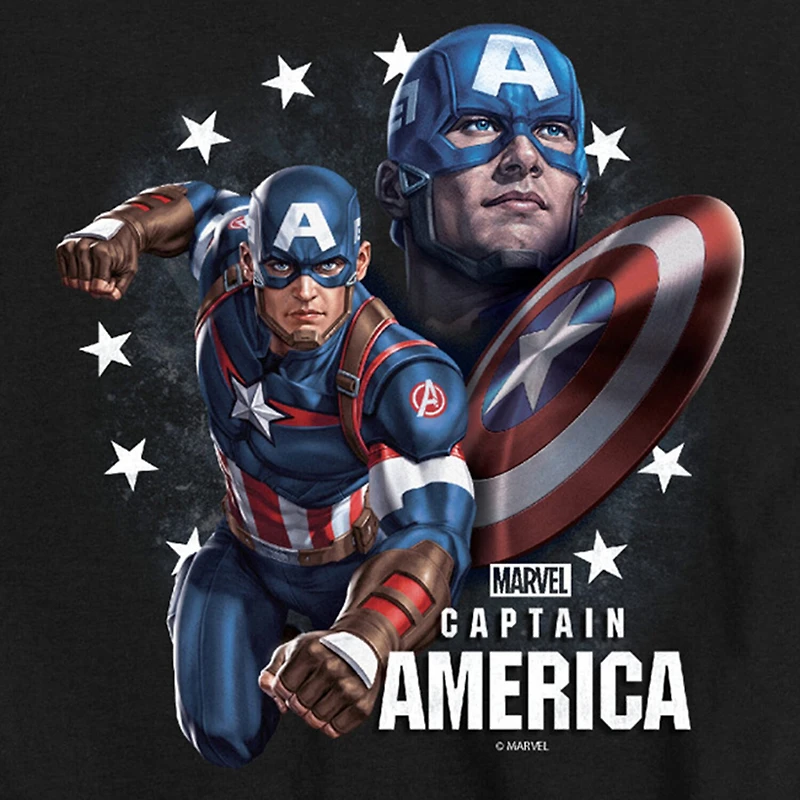 Disney Collection Little & Big Kid Boys Crew Neck Short Sleeve Regular Fit Captain America Marvel Graphic T-Shirt