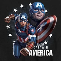 Disney Collection Little & Big Kid Boys Crew Neck Short Sleeve Regular Fit Captain America Marvel Graphic T-Shirt