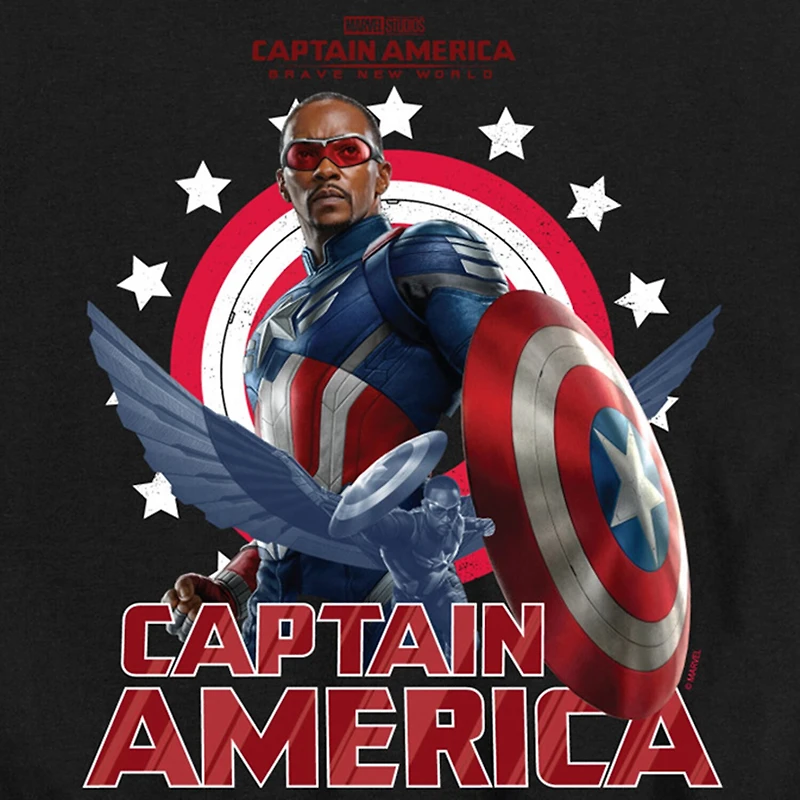 Disney Collection Captain America: Brave New World Little & Big Kid Boys Crew Neck Short Sleeve Regular Fit America Marvel Graphic T-Shirt