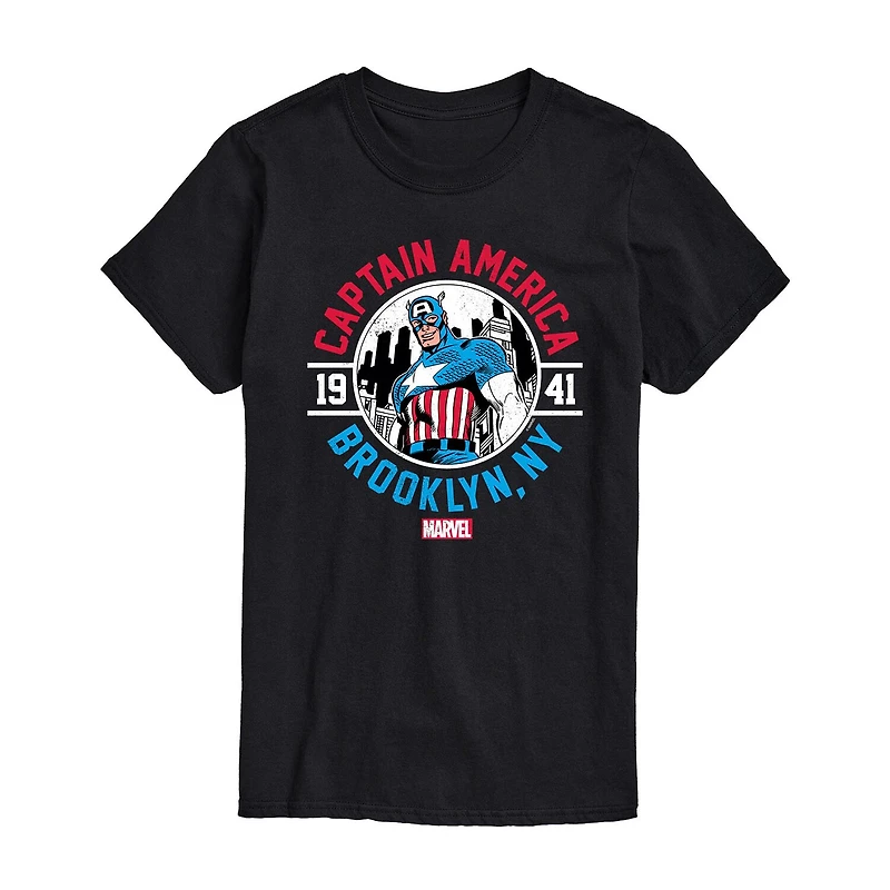 Mens Short Sleeve Captain America Marvel Graphic T-Shirt