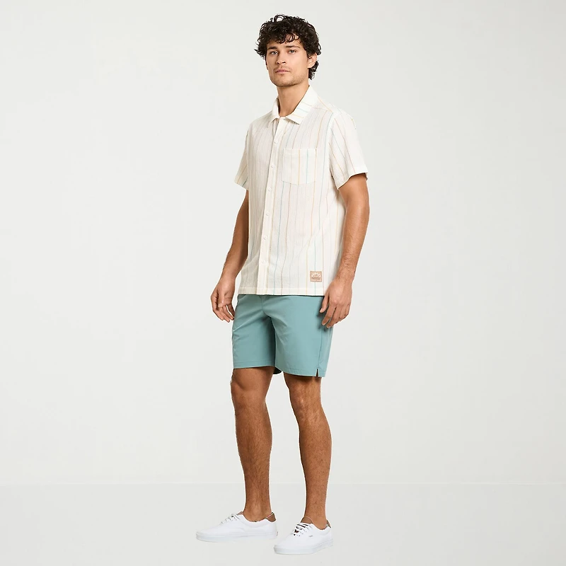 Hurley Mens Short Sleeve Regular Fit Stretch Fabric Button-Down Shirt