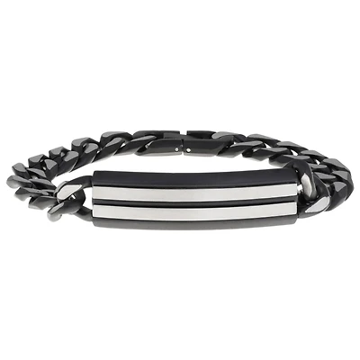 Mens Stainless Steel 8 1/2 Inch Solid Curb Id Bracelet