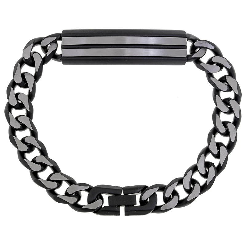 Mens Stainless Steel 8 1/2 Inch Solid Curb Id Bracelet