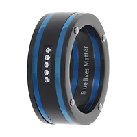 Mens 9M Cubic Zirconia Stainless Steel Round Band