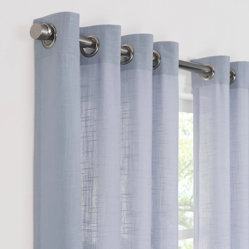 Fieldcrest Arden Solid Cotton Grommet Top Sheer Single Curtain Panel