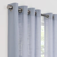 Fieldcrest Arden Solid Cotton Grommet Top Sheer Single Curtain Panel