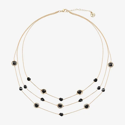 Mixit Black & Gold Tone 3 Row Womens 22 Inch Strand Necklace