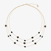 Mixit Black & Gold Tone 3 Row Womens 22 Inch Strand Necklace