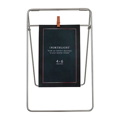 Northlight 4" X 6" Contemporary Silver Clip On Hanging Photo Display