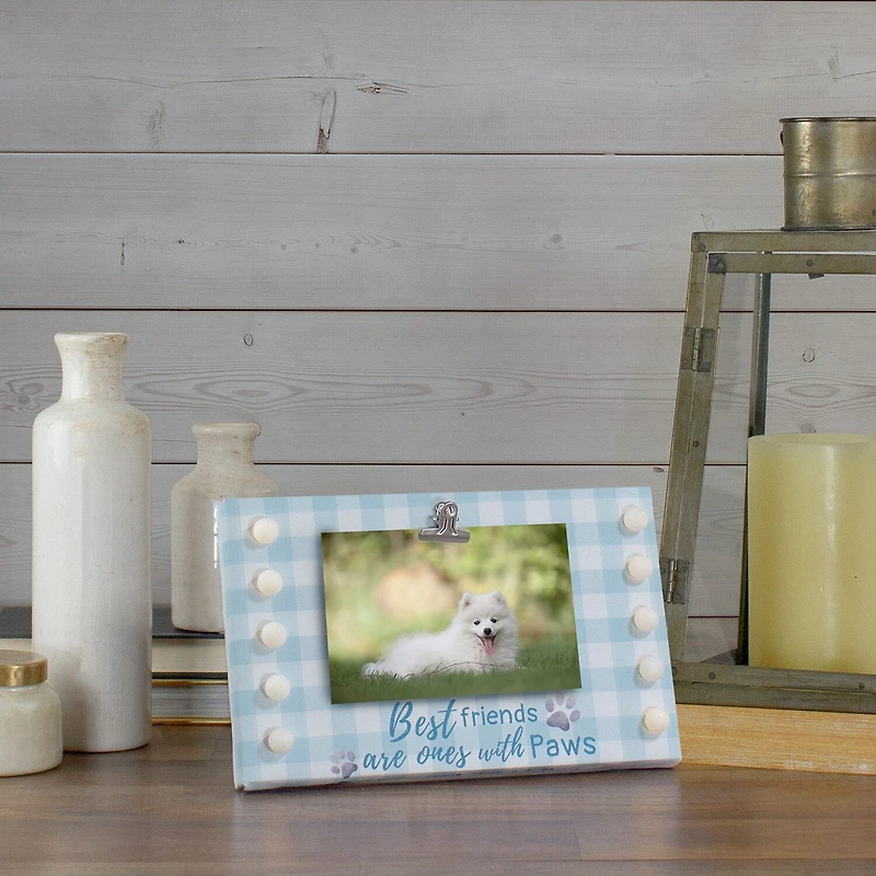 Northlight 4" X 6" Led Best Friends With Paws Canvas Photo Clip