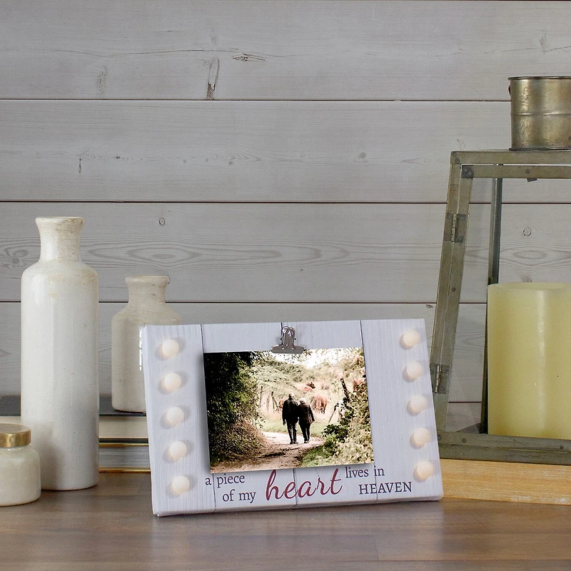 Northlight 4" X 6"Led My Heart Lives In Heaven Canvas Photo Clip