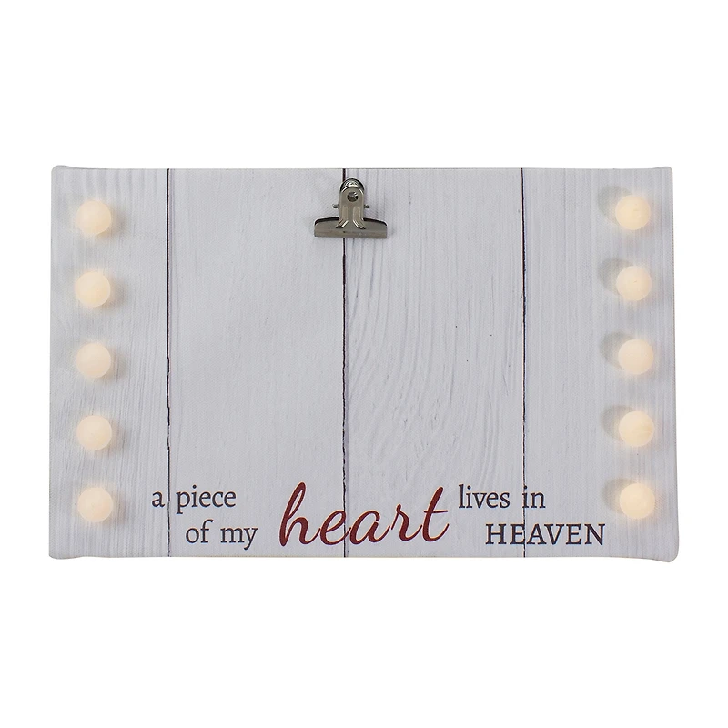 Northlight 4" X 6"Led My Heart Lives In Heaven Canvas Photo Clip