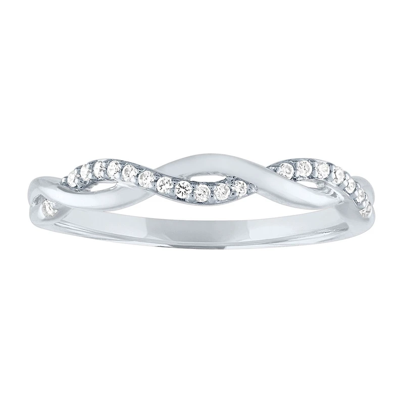 (G-H / Si2-I1) Womens 3MM 1/10 CT. T.W. Lab Grown White Diamond 10K Gold Wedding Band