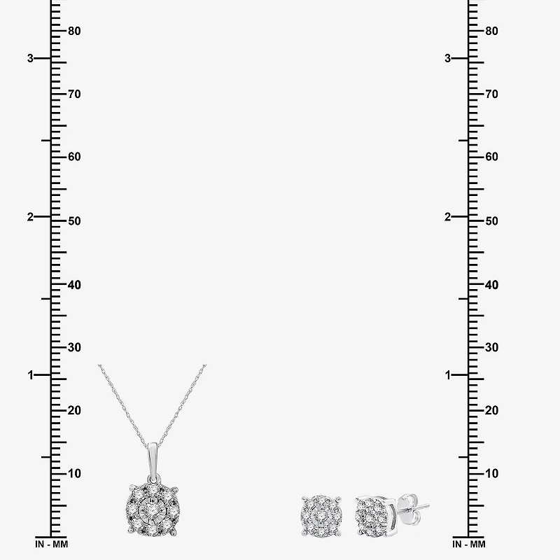 Womens 1/2 CT. T.W. Lab Grown White Diamond Sterling Silver Round 2-pc. Jewelry Set