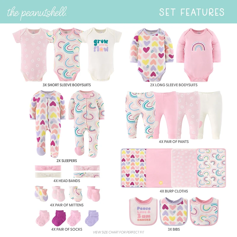 The Peanutshell 0-3m Pretty Sweet Baby Girls 30-pc. Baby Clothing Set