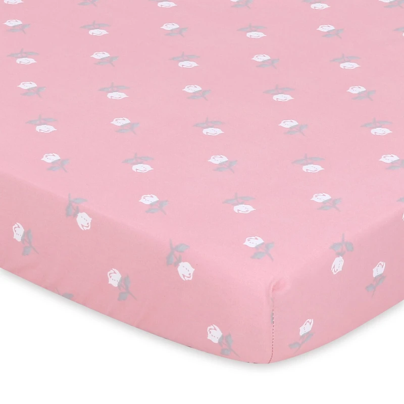 The Peanutshell Pink Roses 3-pc. Playard Sheet