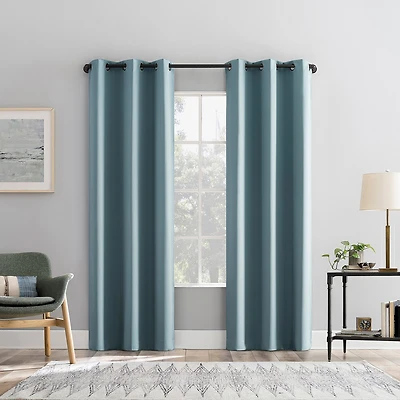 Sun Zero Percy Solid Grommet Top Energy Saving 100% Blackout Single Curtain Panel