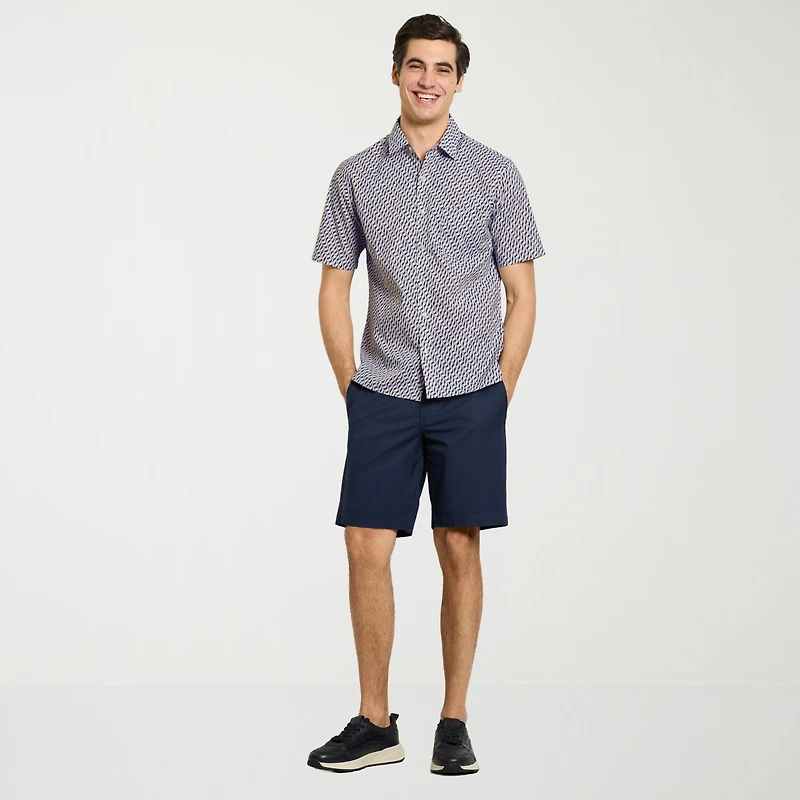 Van Heusen Everyday Defense Stain Shield Mens Short Sleeve Slim Fit Button-Down Shirt