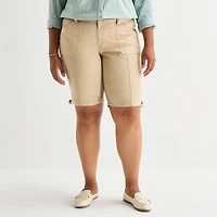 St. John's Bay Womens 11 1/2" Plus Cargo Bermuda Short