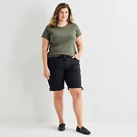 St. John's Bay Womens 11 1/2" Plus Cargo Bermuda Short