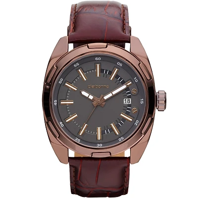 Claiborne Mens Brown Leather Strap Watch