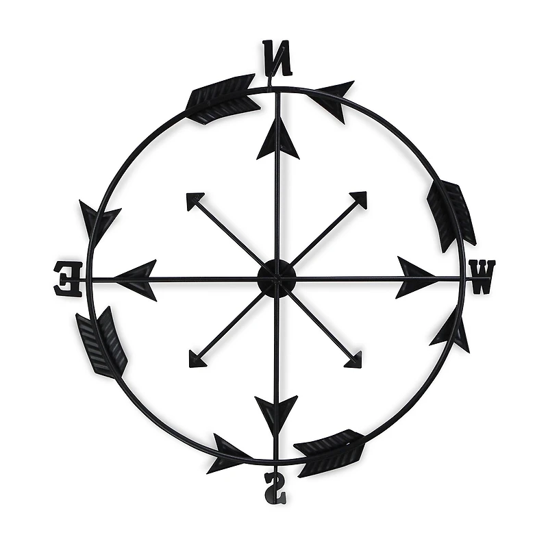 Cheungs Compass With Golden Arrow Accents Metal Wall Art