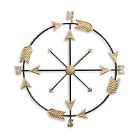 Cheungs Compass With Golden Arrow Accents Metal Wall Art