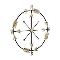 Cheungs Compass With Golden Arrow Accents Metal Wall Art