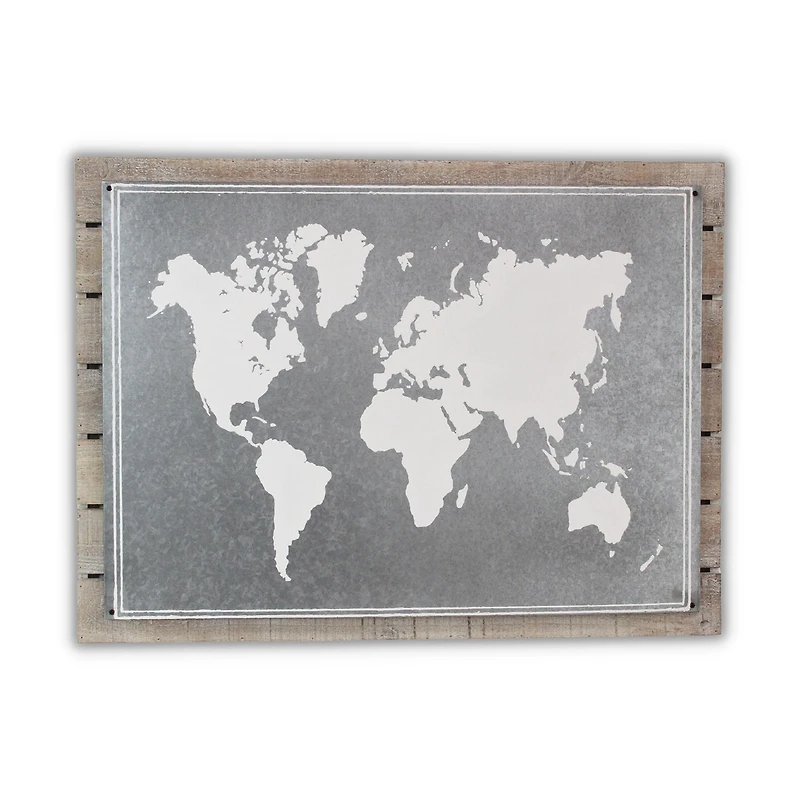 Wood Plank With Epoxy Printed Map Wall Art