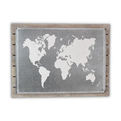 Wood Plank With Epoxy Printed Map Wall Art