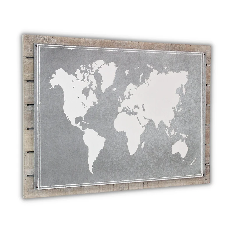 Wood Plank With Epoxy Printed Map Wall Art